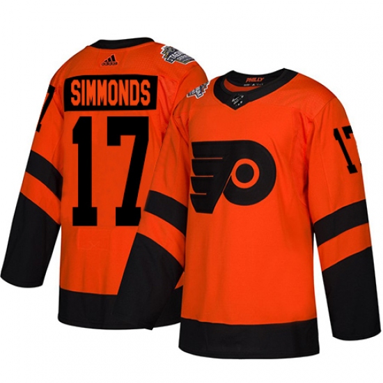 Youth Adidas Philadelphia Flyers #17 Wayne Simmonds Orange Authentic 2019 Stadium Series Stitched NHL Jersey - Ujersey