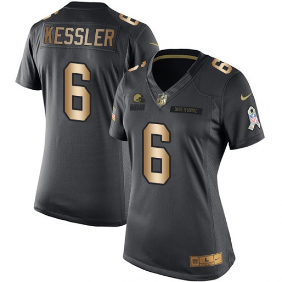 Women's Nike Cleveland Browns #6 Cody Kessler Limited Black/Gold Salute to Service NFL Jersey - Ujersey