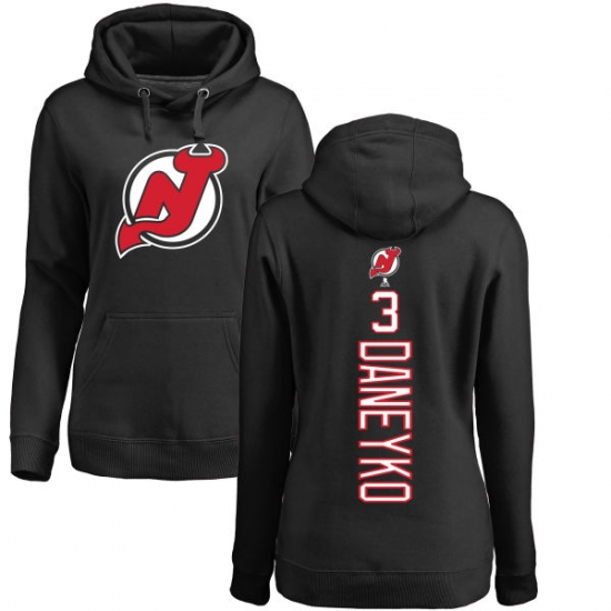 NHL Women's Adidas New Jersey Devils #3 Ken Daneyko Black Backer Pullover Hoodie - ujerseystore