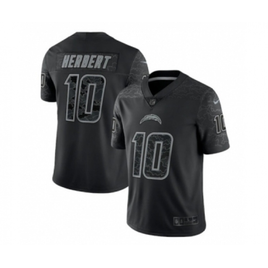Men's Los Angeles Chargers #10 Justin Herbert Black Reflective Limited Stitched Football Jersey - Ujersey