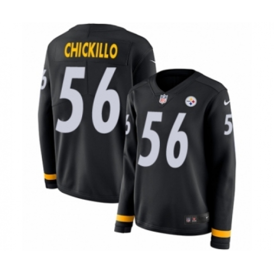 Women's Nike Pittsburgh Steelers #56 Anthony Chickillo Limited Black Therma Long Sleeve NFL Jersey - Ujersey