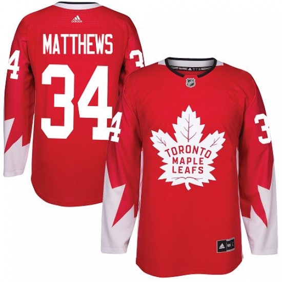 Men's Adidas Toronto Maple Leafs #34 Auston Matthews Premier Red Alternate NHL Jersey