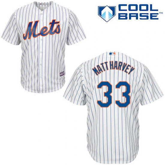 Men's Majestic New York Mets #33 Matt Harvey Replica White Home Cool Base MLB Jersey - Ujersey