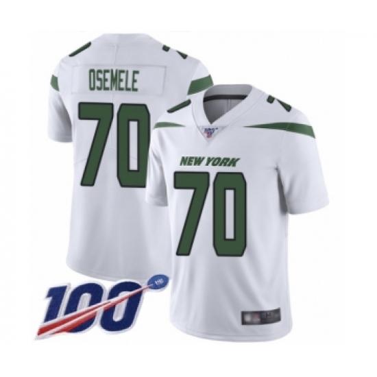 Men's New York Jets #70 Kelechi Osemele White Vapor Untouchable Limited Player 100th Season Football Jersey - Ujersey
