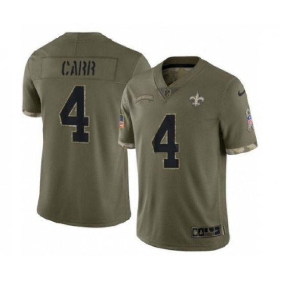 Men's New Orleans Saints #4 Derek Carr Olive Salute To Service Limited Stitched Jersey - Ujersey