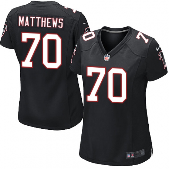 Women's Nike Atlanta Falcons #70 Jake Matthews Game Black Alternate NFL Jersey - Ujersey