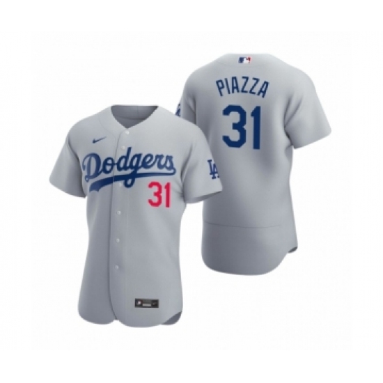 Men's Los Angeles Dodgers #31 Mike Piazza Nike Gray Authentic 2020 Alternate Jersey - Ujersey