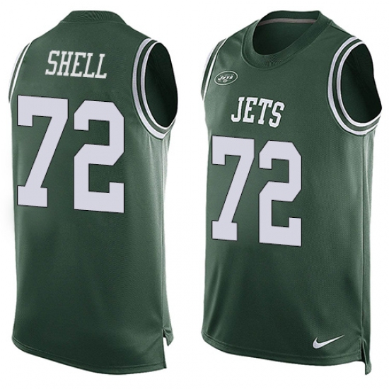 Men's Nike New York Jets #72 Brandon Shell Limited Green Player Name & Number Tank Top NFL Jersey - Ujersey