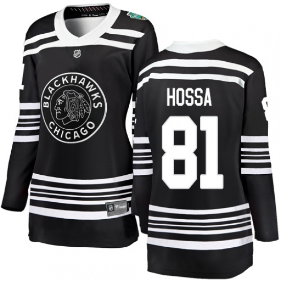 Women's Chicago Blackhawks #81 Marian Hossa Black 2019 Winter Classic Fanatics Branded Breakaway NHL Jersey