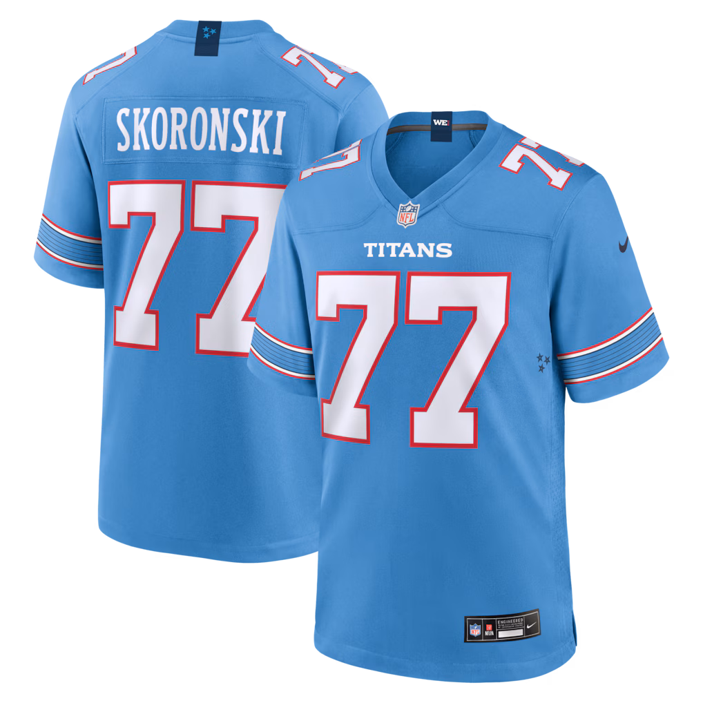 Men's Tennessee Titans Peter Skoronski Nike Light Blue Game Jersey - U-jersey