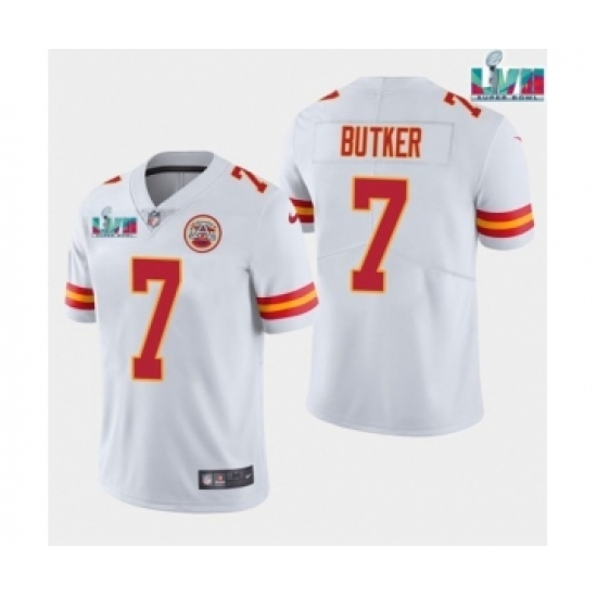 Men’s Kansas City Chiefs #7 Harrison Butker White Super Bowl LVII Vapor Untouchable Limited Stitched Jersey - Ujersey