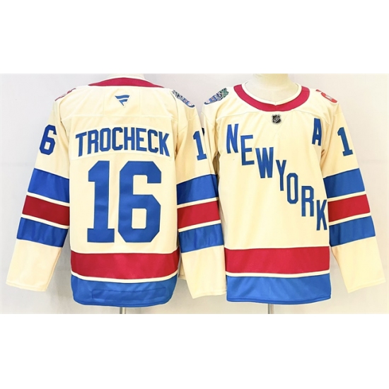 Men's New York Rangers #16 Vincent Trocheck Beige 2025-26 Winter Classic With A Stitched Hockey Jersey - Ujersey