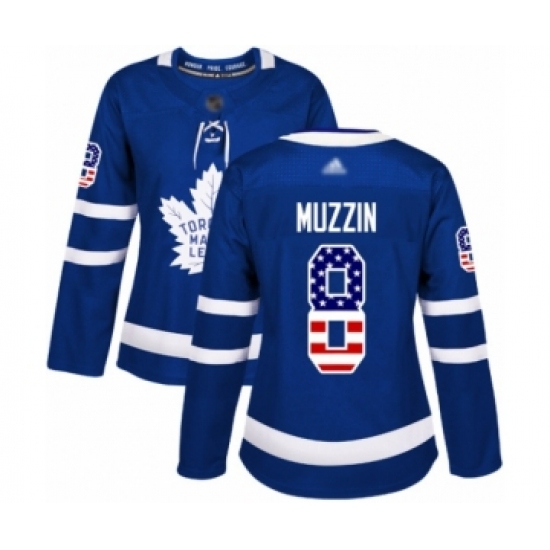 Women's Toronto Maple Leafs #8 Jake Muzzin Authentic Royal Blue USA Flag Fashion Hockey Jersey - Ujersey