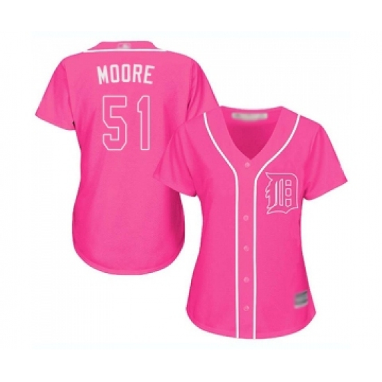 Women's Detroit Tigers #51 Matt Moore Replica Pink Fashion Cool Base Baseball Jersey - Ujersey