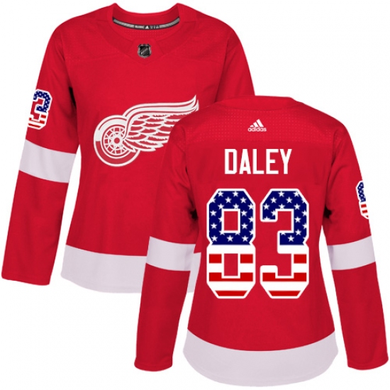 Women's Adidas Detroit Red Wings #83 Trevor Daley Authentic Red USA Flag Fashion NHL Jersey - Ujersey