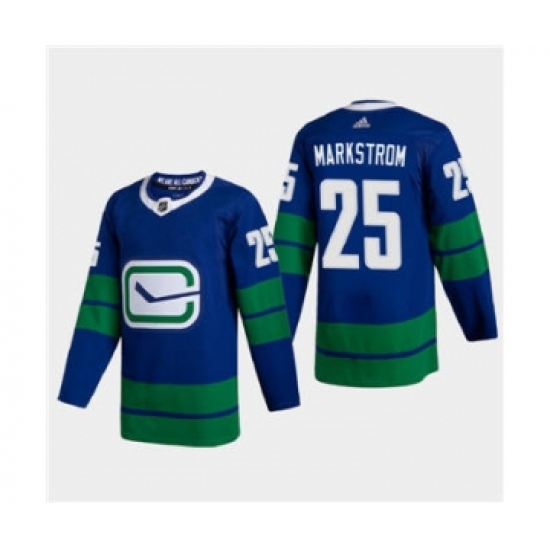 Men's Vancouver Canucks #25 Jacob Markstrom 2020-21 Authentic Player Alternate Stitched Hockey Jersey Blue - Ujersey