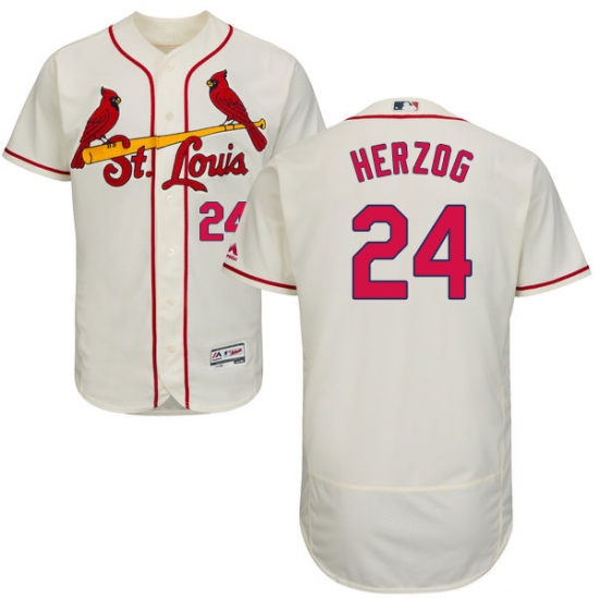 Men's Majestic St. Louis Cardinals #24 Whitey Herzog Cream Alternate Flex Base Authentic Collection MLB Jersey - Ujersey