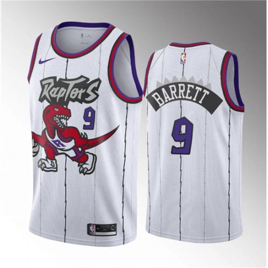 Men's Toronto Raptors #9 RJ Barrett White Classic Edition Stitched Basketball Jersey