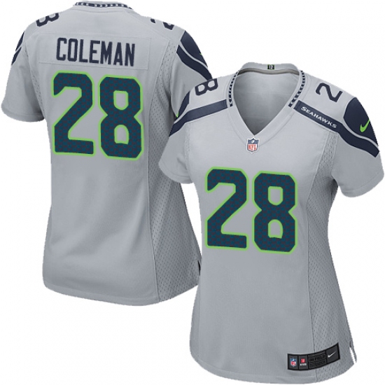 Women's Nike Seattle Seahawks #28 Justin Coleman Game Grey Alternate NFL Jersey - Ujersey
