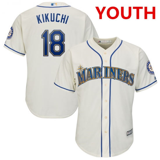 Youth Seattle Mariners 18 Yusei Kikuchi Cream Cool Base Jersey - Ujersey
