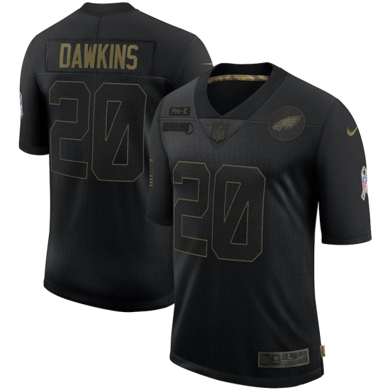 Men's Philadelphia Eagles #20 Brian Dawkins Black Nike 2020 Salute To Service Limited Jersey - Ujersey