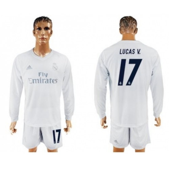 Real Madrid #17 Lucas V. Marine Environmental Protection Home Long Sleeves Soccer Club Jersey