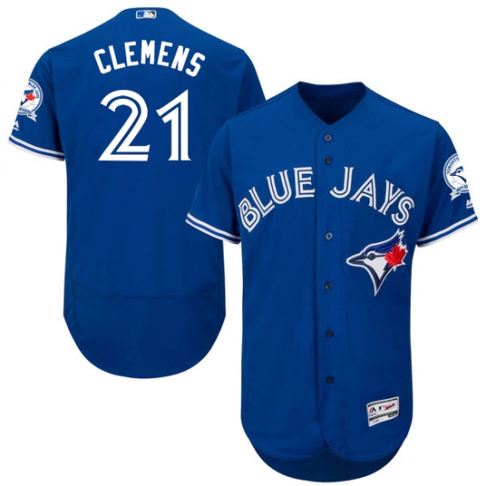 Men's Majestic Toronto Blue Jays #21 Roger Clemens Blue Alternate Flex Base Authentic Collection MLB Jersey - Ujersey