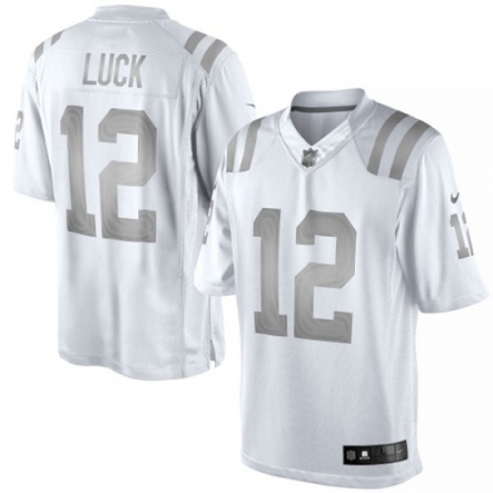 Men's Nike Indianapolis Colts #12 Andrew Luck Limited White Platinum NFL Jersey - Ujersey