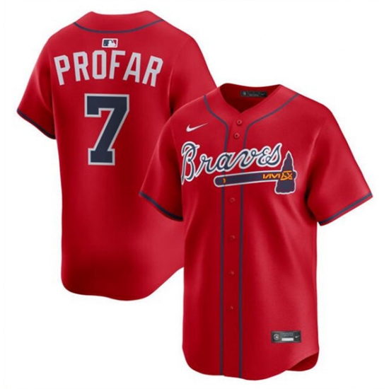 Men's Atlanta Braves #7 Jurickson Profar Red 2025 Alternate Limited Stitched Baseball Jersey - Ujersey