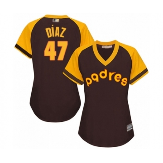 Women's San Diego Padres #47 Miguel Diaz Authentic Brown Alternate Cooperstown Cool Base Baseball Player Jersey - Ujersey