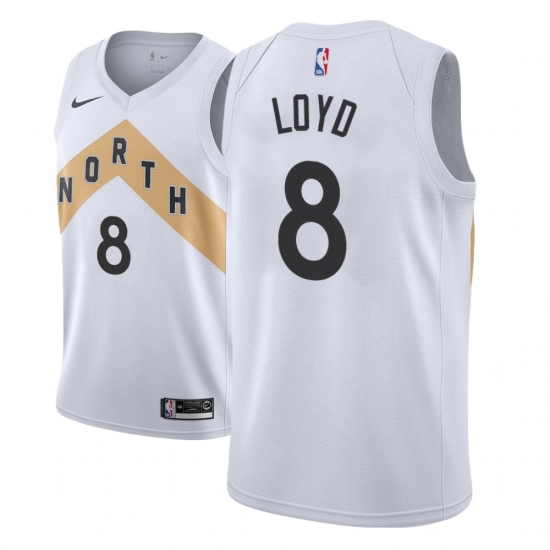 Men NBA 2018-19 Toronto Raptors #8 Jordan Loyd City Edition White Jersey - Ujersey
