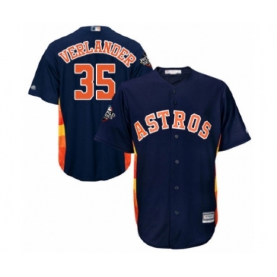 Youth Houston Astros #35 Justin Verlander Authentic Navy Blue Alternate Cool Base 2019 World Series Bound Baseball Jersey