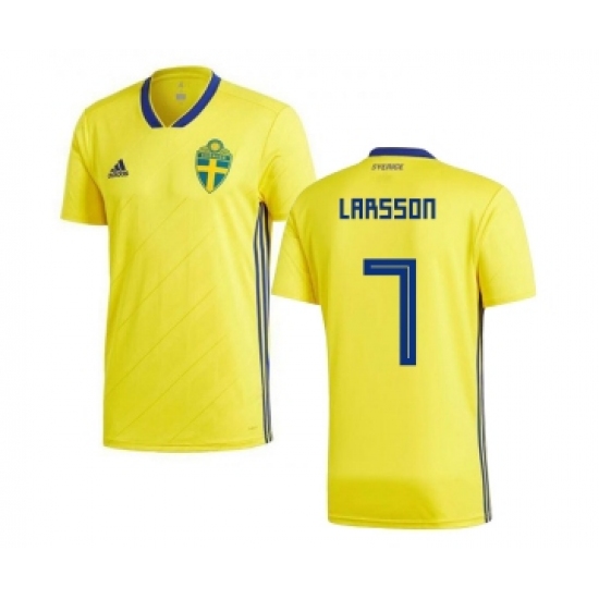 Sweden #7 Larsson Home Kid Soccer Country Jersey