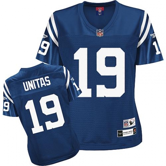 Reebok Indianapolis Colts #19 Johnny Unitas Royal Blue Women's Throwback Team Color Premier EQT NFL Jersey - Ujersey