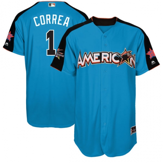 Youth Majestic Houston Astros #1 Carlos Correa Authentic Blue American League 2017 MLB All-Star MLB Jersey - Ujersey