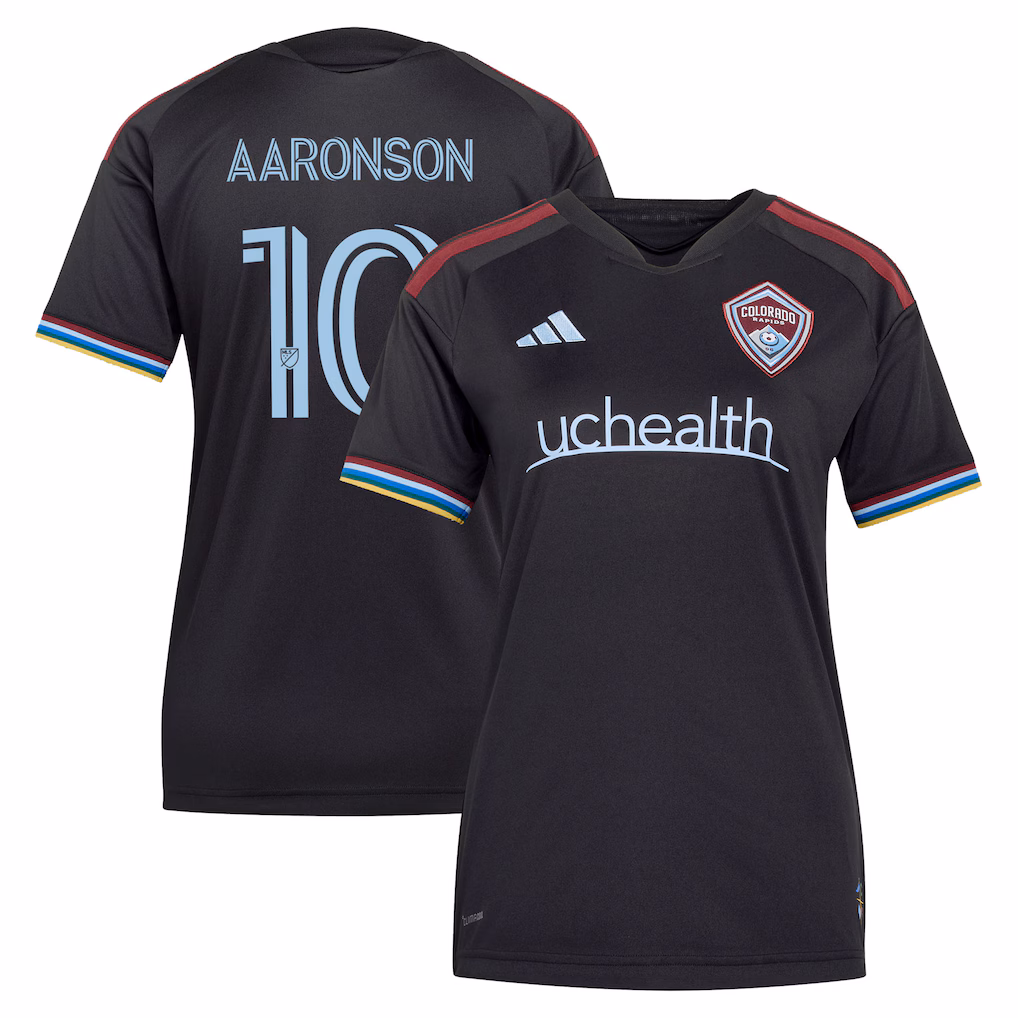 Women's Colorado Rapids Paxten Aaronson adidas Black 2026 Colorful Colorado Replica Jersey