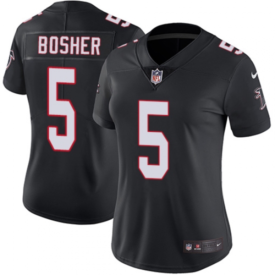 Women's Nike Atlanta Falcons #5 Matt Bosher Black Alternate Vapor Untouchable Limited Player NFL Jersey - Ujersey