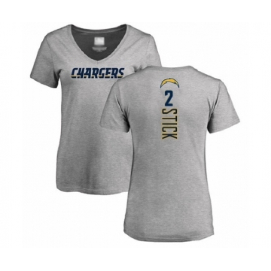 Football Women's Los Angeles Chargers #2 Easton Stick Ash Backer T-Shirt - Ujersey