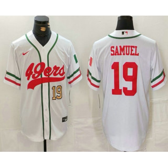 Men's San Francisco 49ers #19 Deebo Samuel Number White Mexico Cool Base Stitched Baseball Jersey - Ujersey