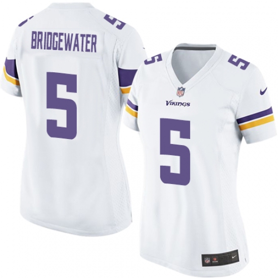 Women's Nike Minnesota Vikings #5 Teddy Bridgewater Game White NFL Jersey - Ujersey