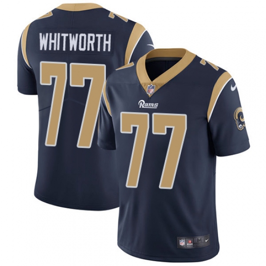 Men's Nike Los Angeles Rams #77 Andrew Whitworth Navy Blue Team Color Vapor Untouchable Limited Player NFL Jersey - Ujersey