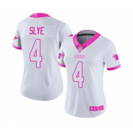 Women's Carolina Panthers #4 Joey Slye Limited White Pink Rush Fashion Football Jersey - Ujersey