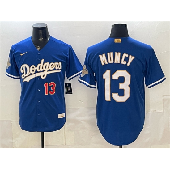 Men's Los Angeles Dodgers #13 Max Muncy Royal 2026 Alternate Gold Collection Stadium Stitched Baseball Jersey - Ujersey