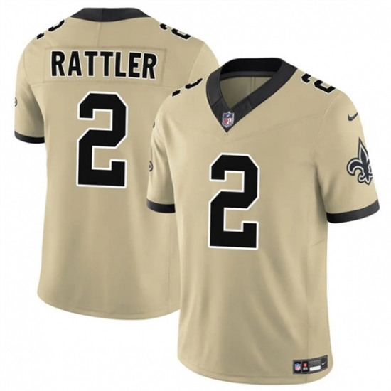 Men's New Orleans Saints #2 Spencer Rattler Gold 2025 F.U.S.E. Alternate Vapor Limited Football Stitched Jersey - Ujersey
