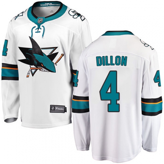 Youth San Jose Sharks #4 Brenden Dillon Fanatics Branded White Away Breakaway NHL Jersey - Ujersey