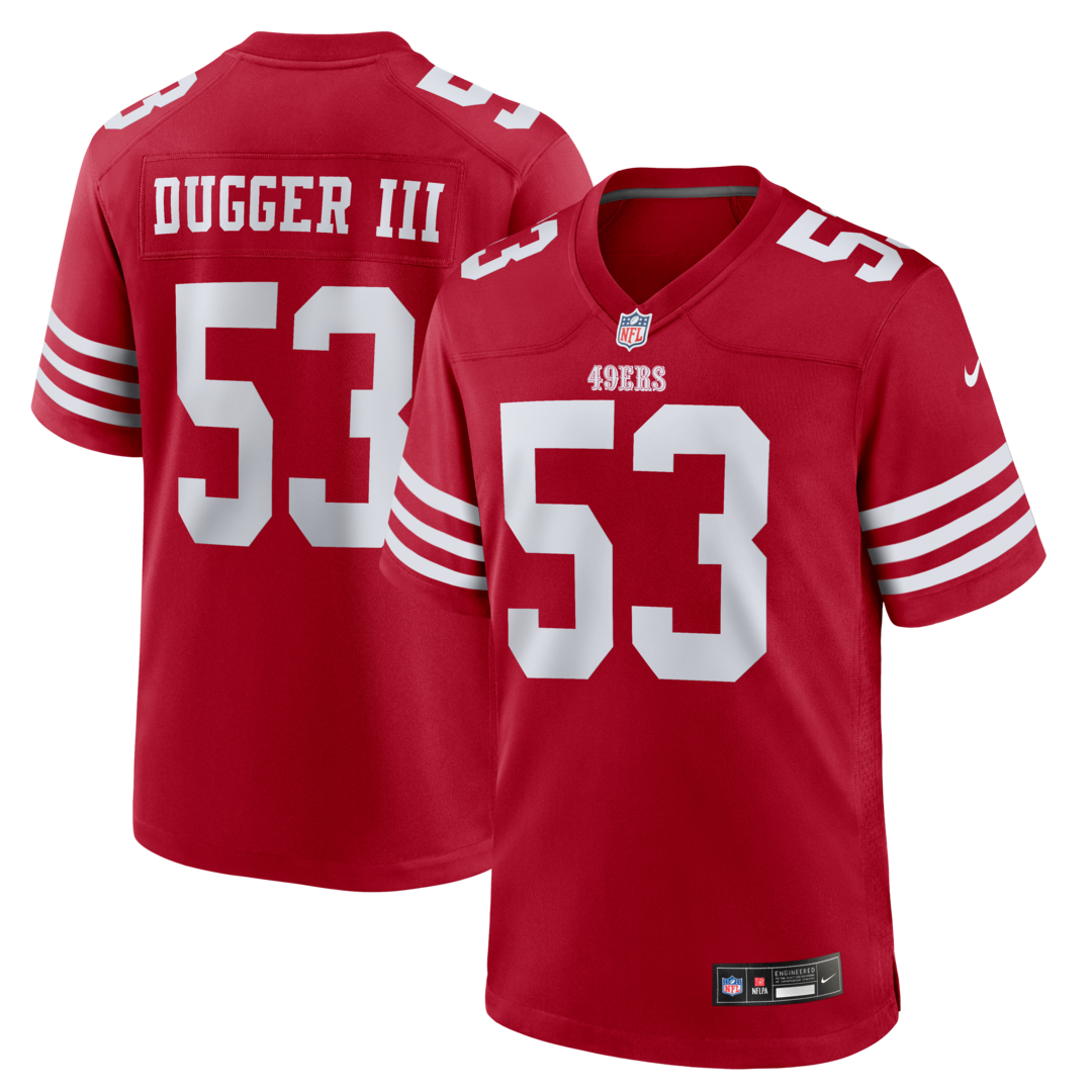 Men's San Francisco 49ers Jaden Dugger Nike Scarlet Team Game Jersey