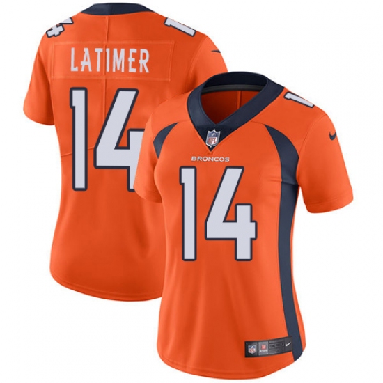 Women's Nike Denver Broncos #14 Cody Latimer Orange Team Color Vapor Untouchable Limited Player NFL Jersey - Ujersey