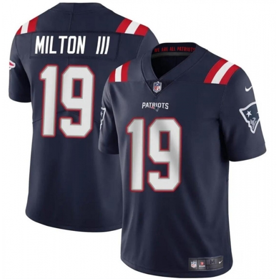 Men's New England Patriots #19 Joe Milton III Navy 2024 Vapor Limited Football Stitched Jersey - Ujersey