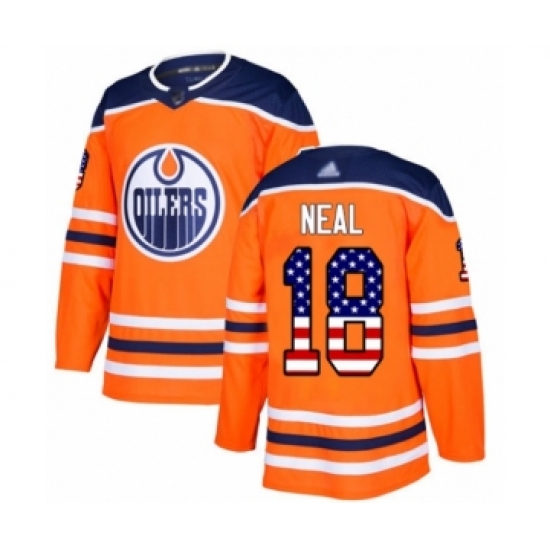 Men's Edmonton Oilers #18 James Neal Authentic Orange USA Flag Fashion Hockey Jersey - Ujersey
