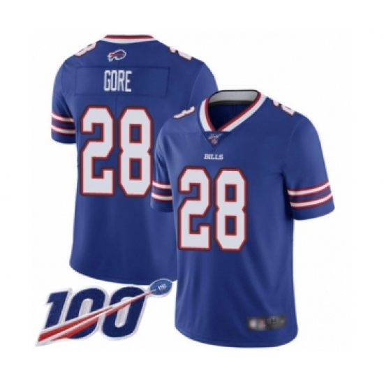 Men's Buffalo Bills #28 Frank Gore Royal Blue Team Color Vapor Untouchable Limited Player 100th Season Football Jersey - Ujersey